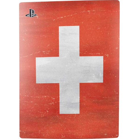 Switzerland Flag Distressed PS5 Digital Edition Console Skin